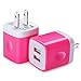 Charger Box, Charging Block, FiveBox Dual Port USB Wall Charger Brick Plug 2.1A Phone Charging Base Cube Charger Dock Case for iPhone X/8/6/7/6S/7 Plus, iPad, Samsung S7 S6 S8, Android, LG-2Pack/Pink