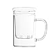 Zen Room Borosilicate Glass Tea Cup with Infuser and Lid/Portable Glass Tea Pot and Tea Maker/Heat Resistant and Dishwasher Safe (16oz Single Glass Cylinder Shape)