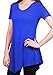 [DRSKIN] WS05 Women Handkerchief Hem Short Sleeve Long Tunic Top. (XL, Blue)