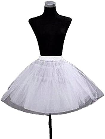 Kids Knee Length No Hoop White Half Slips Skirt Wedding Flower Girls Petticoat Underskirt Crinoline