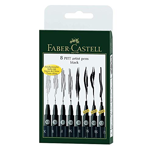 Faber-Castell Artist Pen Set – Pack of 8 (Black)