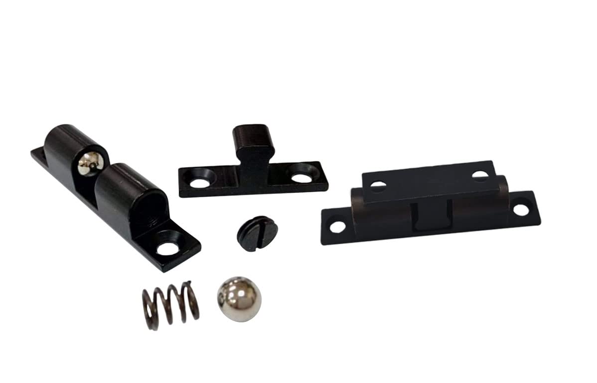 QCAA Solid Brass Double Ball Catch, 69mm, with#304 Stainless Steel Ball & Tension Spring, Matte Black, 2 Pack, Made in Taiwan