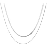 LGYZSW Double Layer Snake Chain Necklace, Sterling Silver Plated, Double chain, Women's Fashion Jewelry