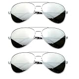 Silver Mirror Lens Aviator Sunglasses Cop Pilot Shades Patriotic