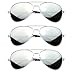 MJ Eyewear Silver Mirror Lens Aviator Sunglasses - pack of 3