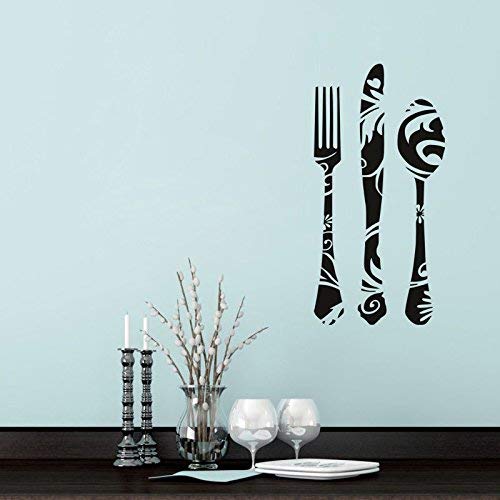 Potelin Wall Sticker Tableware Pattern Removable Mural Wallpaper Decal for Fridge Cabinet Kitchen Restaurant Shop Durable and Useful