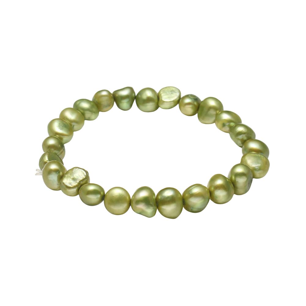Treasure Bay Stunning 8-9mm Baroque Freshwater Pearl Bracelet for Women and Girls (Green)