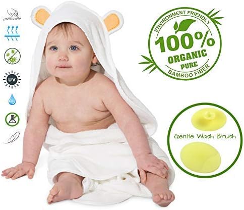 Hooded Baby Bath Towels for Kids - Girl and Boy | Made from Premium Organic Bamboo Fiber | Comfy, Plush, Hypoallergenic, Antibacterial | Perfect for Soft Delicate Skin of Newborn Infant and Toddler