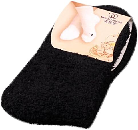 Starxin Home Women Girls Soft Fashion Bed Floor Socks Fluffy Comfortable Warm Winter Pure Color Socks (Black)