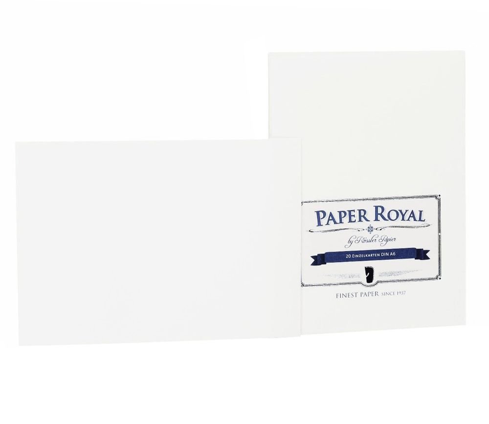 Rössler 2052831009 A6 Royal Laid Paper Flat Card - White (Pack of 20)