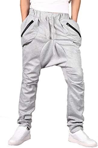 Low Crotch Joggers Harem Pants Stylish Hip Hop Drawstring Slim Fit Sweatpants Trousers