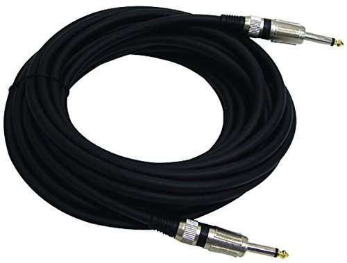 1/4 to 1/4 Audio Connection Cord - ¼ to ¼ Inch Mono Jack Male 30 ft 12 Gauge Black Heavy Duty Professional Speaker/Guitar Cable Wire - Delivers Sound - Pyle Pro PPJJ30