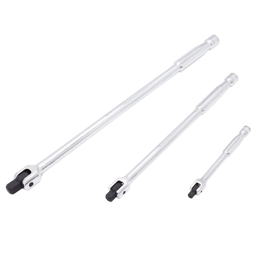 MichaelPro MP007004 3Pc Breaker Bars | 1/4", 3/8", 1/2" Dr. Extension Breaker Bar Set | Connect Your Ratchet with This Breaker Bar | Rotating Flex Head, Flex Handle