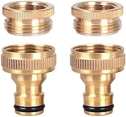 ChunKang 2 Pack Brass Garden Hose Tap Connector 1/2 and 3/4 Outdoor Threaded Faucet Adapter