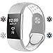 iGK Silicone Replacement Bands Compatible for Fitbit Charge 2, Adjustable Breathable Sport Strap Smartwatch Fitness Wristband with Air Holes Gray White Small