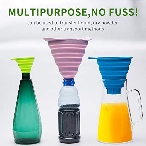 Funnels for Filling Bottles, Silicone Collapsible Kitchen Funnels Set