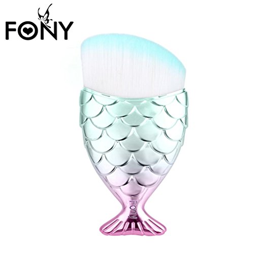 Gocheaper 10/11 PCS Mermaid Makeup Brush Set,Foundation Eyebrow Eyeliner Blush Cosmetic Concealer Brush Kit (11 Multicolor-B)