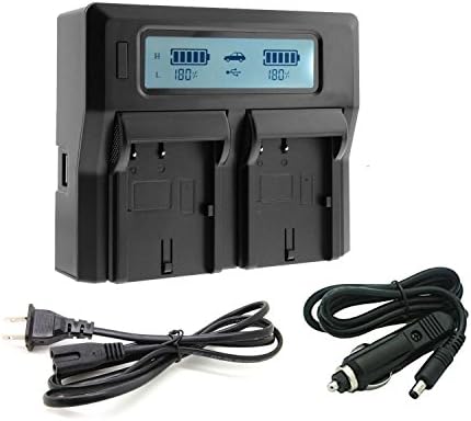 Dual Digital Battery Charger with LCD Screen Compatible for Canon LP-E6 EOS 5D Mark II,EOS 5D Mark III,EOS 5DS,EOS 5DS R,EOS 6D,EOS 7D,EOS 60D,EOS 60Da,EOS 70D,7D markII,7D markIII Camera