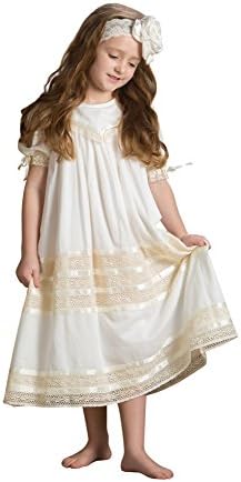 Strasburg Children Girls Savannah Heirloom Lace Flower Girl Dress (7, Ivory)