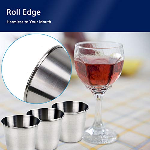 Timoo 12 PCS 1.5 Ounce Stainless Steel Shot Cups Shot Glass Drinking Vessel