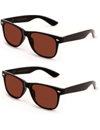 V.W.E Classic Outdoor Reading Sunglasses - Comfortable Stylish Simple Readers Rx Magnification - Not Bifocal (2 pairs black frame brown lens, 1.75)