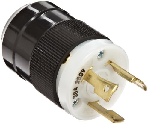 Interpower 88030310 North American Rewireable NEMA Locking L6-30 Plug, Black/White, 30A Rating, 250VAC Voltage