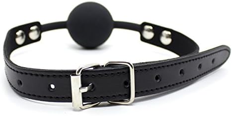 Uctry Men Women PU Leather Silicon Mouth Ball Gag Adult Toys (Black)