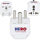 Premium US to India Power Adapter Plug (Type D, 3 Pack, Grounded) &ndash; Individually Tested in the USA by Hero Travel Supply &ndash; Includes 2 Free India Ebooks & Cotton Carry Bag