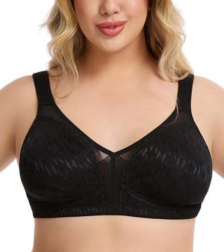 Oscrenia Full Coverage Minimizer Bra for Women Wireless Non-Padded Seamless(Black,38G) at Amazon