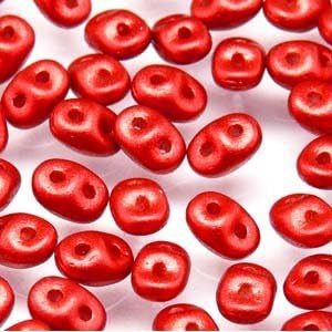 Czech SuperDuo Two-Hole Seed Crystal Beads Chalk Lava Red