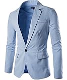 Cottory Men's Fashion Slim Fit Notched Lapel Center-Vent Back One-Button Blazer