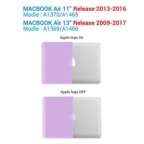 IBENZER MacBook Air 11 Inch Case Model A1370 A1465, Soft Touch Plastic Hard Shell Case Bundle with Keyboard Cover for Apple Laptop Mac Air 11, Purple, A11PU+1 A