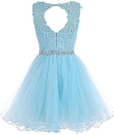 wlejkrgfhof Fashion Lace Beaded Homecoming Dresses Sequined Appliques Cocktail Prom Gowns Short H010 12 Ivory