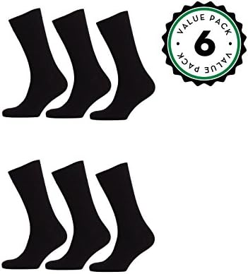 Mens Dress Socks 6 Pack Cotton Dress Socks Assorted Colors (10-13, 6 Pack Black)
