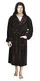 Arus Men's Hooded Fleece Bathrobe Turkish Soft Plush Robe