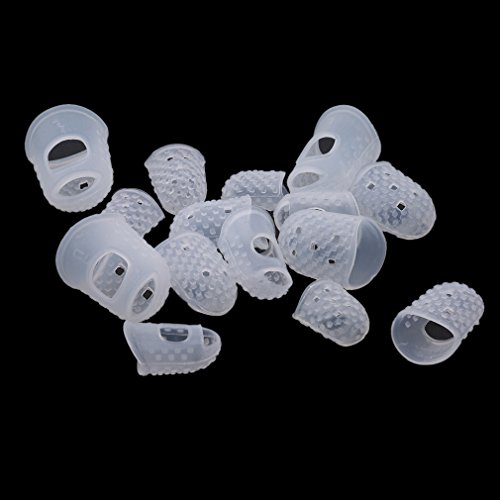 Yunzee 15 PCS Silicone Finger Sleeve Non Slip Anti Scalding Cover Flip Book Playing Piano Guitar Bass Finger Protector Sleeve,Clear