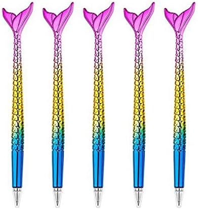 Qiajie 5 PCS Mermaid Ballpoint Pens Creative Fish Office Pen for Child, Women, Party Supplies