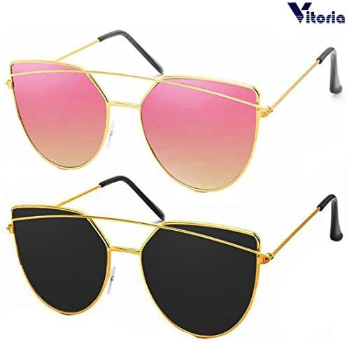 Vitoria Stylish & Fashionable Sunglasses With Box For Men Women Boys & Girls (Pack Of 2)