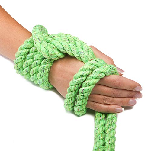 image for FMS Ravenox Natural Twisted Cotton Rope | (Lime Glitter)(1/2 Inch x 25