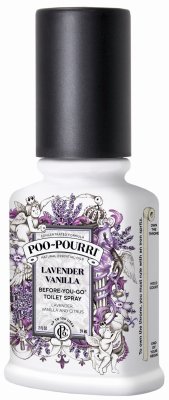 POO-POURRI BEFORE-YOU-GO TOILET SPRAY, LAVENDER VANILLA, 2 FL OZ, UP TO 100 USES, BATHROOM ODOR DEODORIZER WITH ESSENTIAL OILS FOR HOME OR WORK, TRAVEL ESSENTIALS, TSA APPROVED SIZE