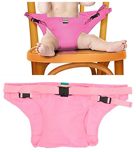 Elufly Outdoor Portable Travel High Chair Booster Baby Seat with Straps Toddler Safety Harness Shopping Cart Safety Strap (Pink)