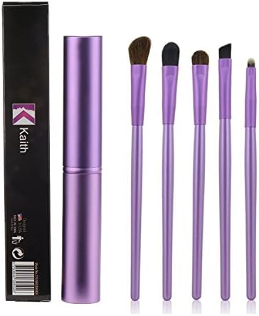 Kaith Makeup Brushes Eye Makeup Brush Set Professional 5 Piece Wooden Handle Smoky Brush Lipbrush Eyeshadow Bush with Luxury Case (Purple)