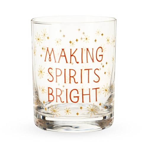 Blush Making Spirits Bright Whiskey Glass, Festive Bourbon Glass, Lowball Tumbl…