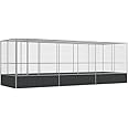 vidaXL Bird Aviary with Extension - 246.1"x81.5"x83.5" Galvanized Steel Cage - Lockable Door - Suitable for Birds, Rabbits, and Small Animals - Outdoor/Indoor Use - Silver Color