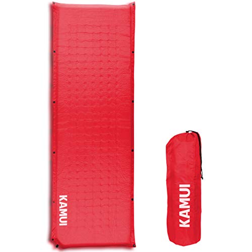 KAMUI Self Inflating Sleeping Pad - 2 Inch Thick Camping Pad Connectable with Multiple Mats for Tent and Family Camping (Red)