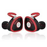 True Wireless Bluetooth Earbuds Stereo Earphones Dual In-ear Noise Isolation Mini Sports Headset Headphones with Mic (Red)