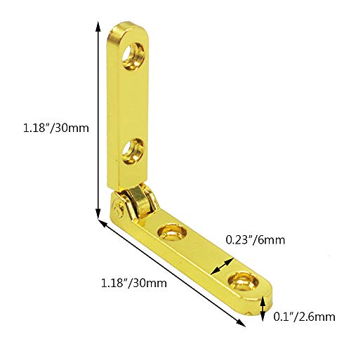Alamic Mini Hinges for Wood Box Jewelry Box 90 Degree Golden Box Hinge