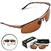 Torege Men's Sports Style Polarized Sunglasses For Cycling Running Fishing Driving Golf Unbreakable Al-Mg Metal Frame Glasses M291 (Light Brown)