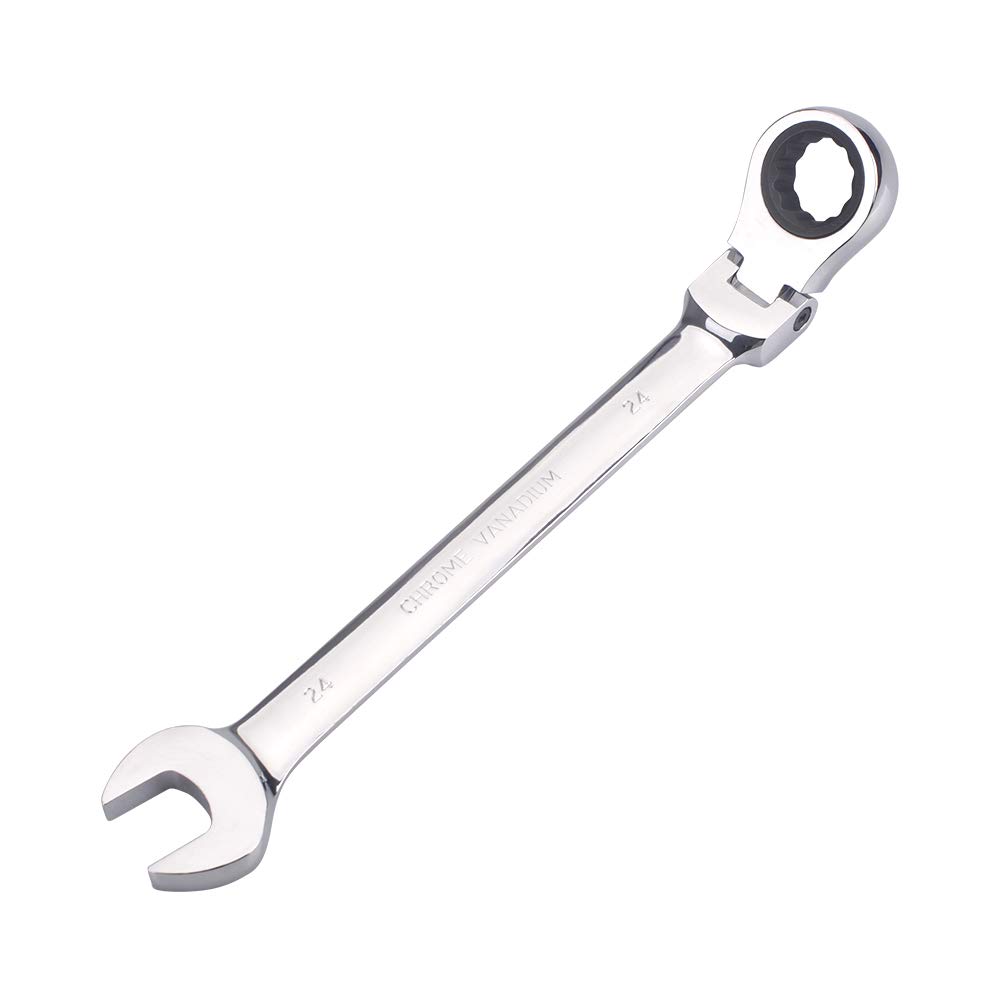 通用 FLZOSPER 24mm Metric Flex-Head Gear Wrench,Box End Head 72-Tooth Ratcheting Combination Wrench Spanner