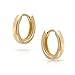 Basic Simple Thin Huggie Hoop Kpop Earrings For Women For Men 14K Gold Plated .925 Sterling Silver Polished Flat Hinge